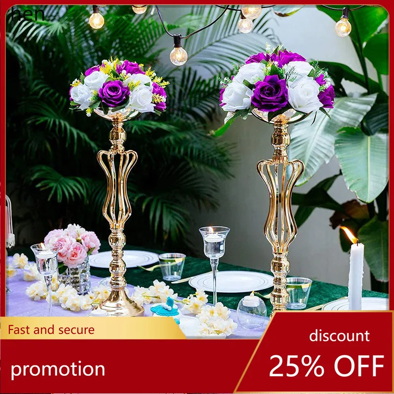 

Hxl candlestick flower stand - gold iron art floral arrangement - centerpiece decoration