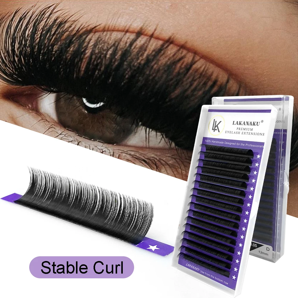 Lakanaku Mix 8-17mm 16 Lines Handmade Korean Pbt Eyelash Extension Natural Soft Faux Mink Eyelashes False Lashes Extensions