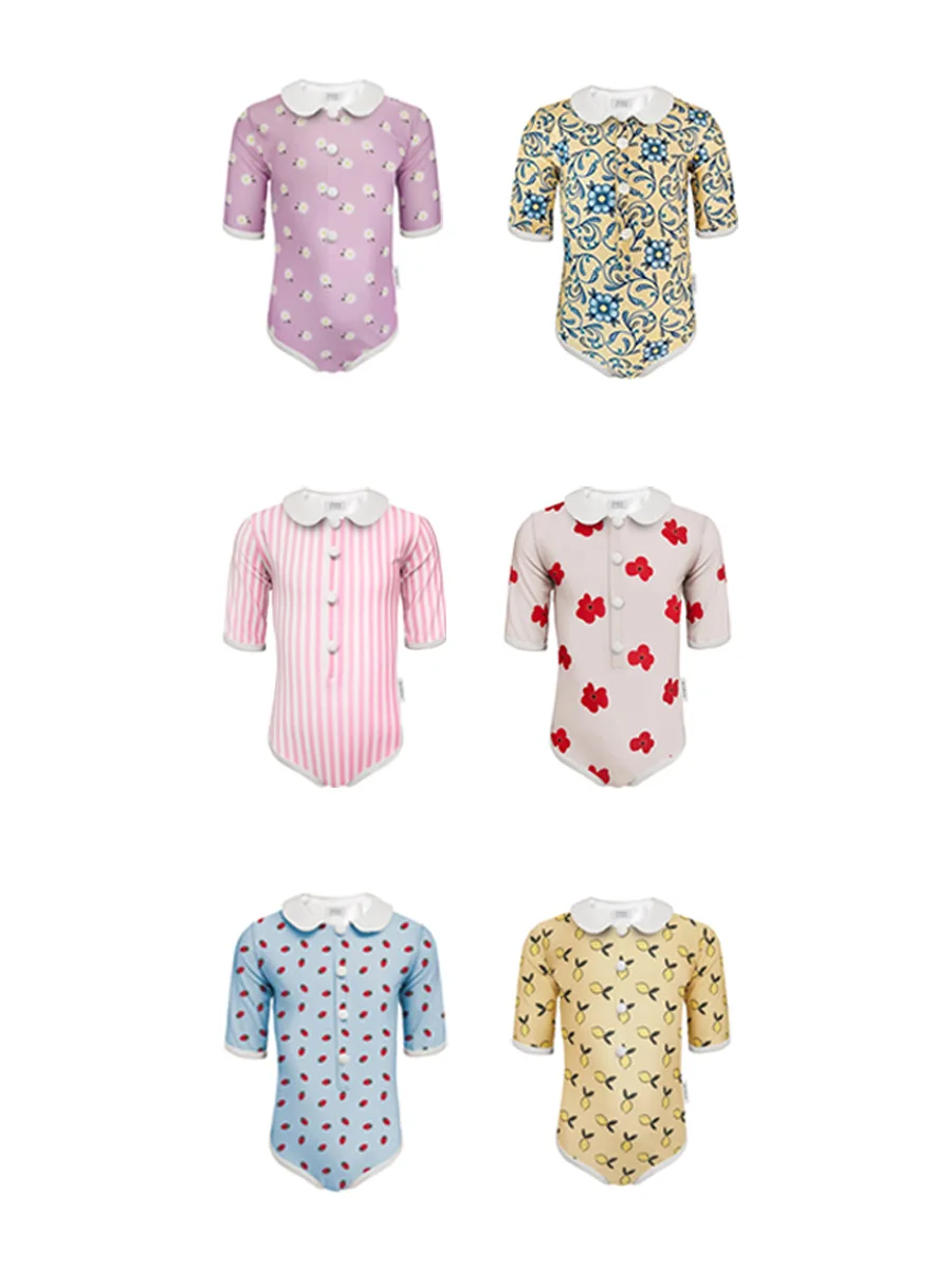 With Cap Kids Swimsuit Summer New Girls Ruffle One Pieces Swimwear Kids Bikinis Upf50+ Beach Wear traje de baño niña 2026