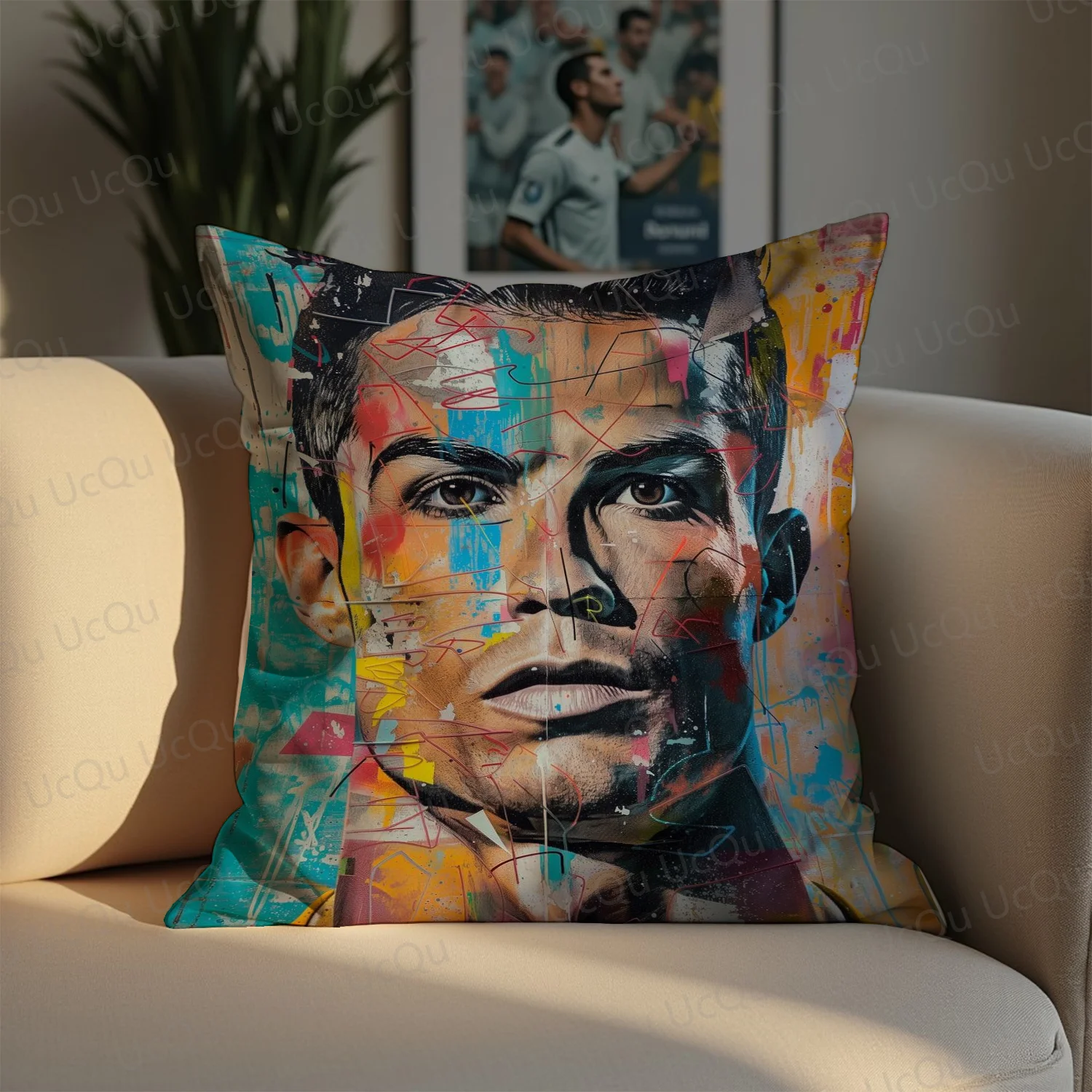 2025 Goat Ronaldo &Messi Special Design New Football Throw pillow Cover Soccer Legend Cushion Cover Zipper Size450*450mm