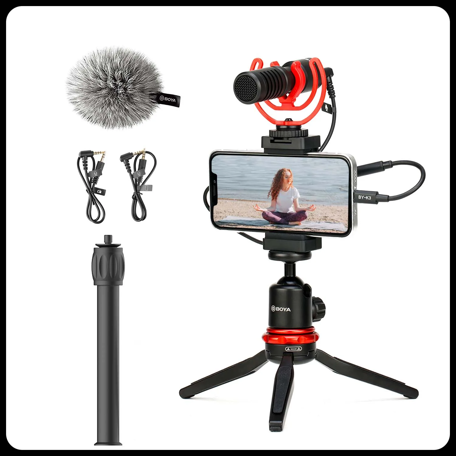 

BOYA VK-T1 Smartphone Video Rig with Mini Tripod, Extension Tube, MM1 Microphone for iPhone Android for YouTube, TIKTok, Vlogg