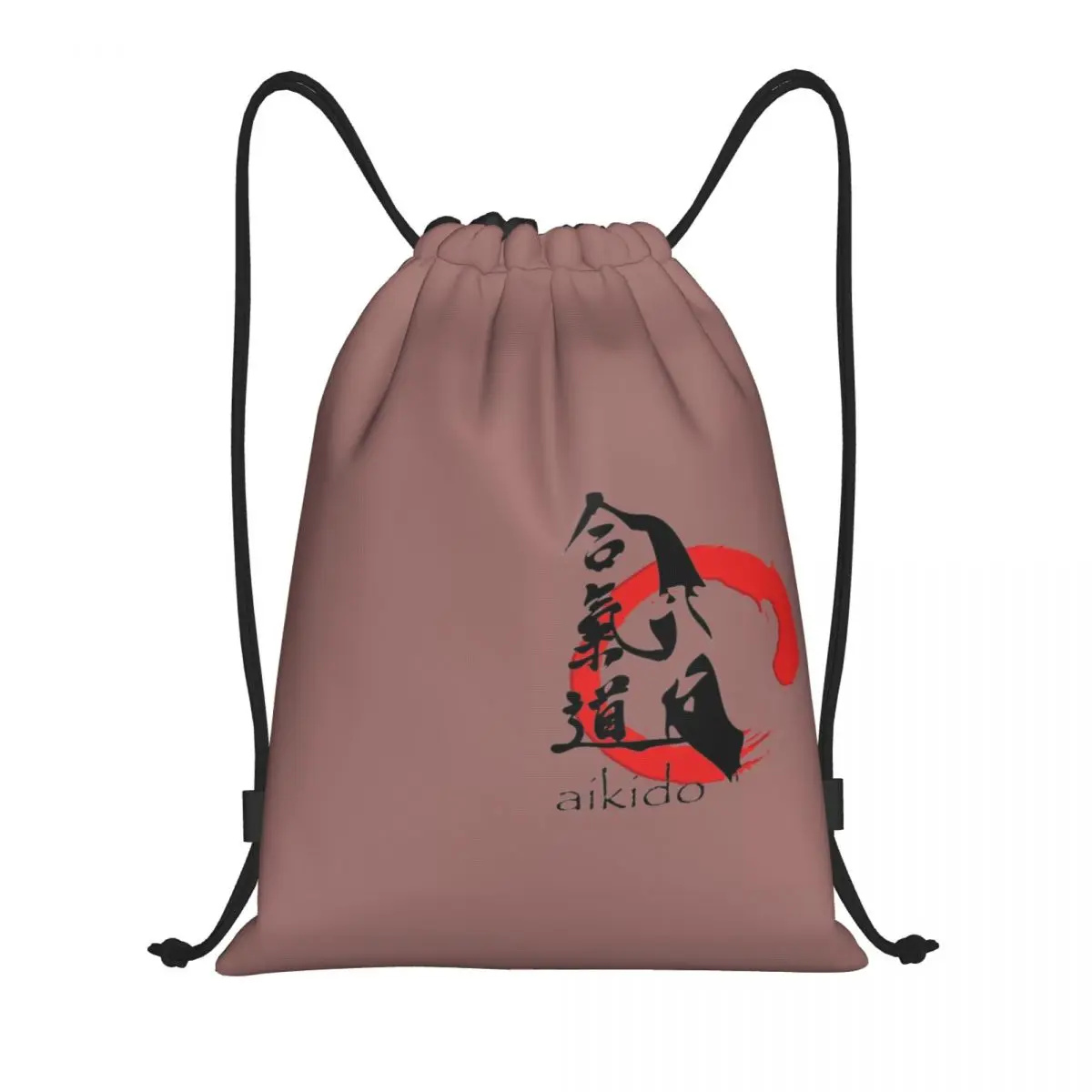 Ueshiba Aikido Inspirado Logo Sacos de Cordão, Foldable Gym Sackpack Sports, Japão Arte Marcial Training, Mochilas De Armazenamento