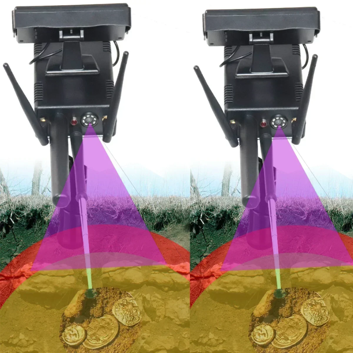 Newest AKS Plus 3D with Screen Underground Gold Metal Detector Long Range Treasure Silver Copper Precious Stones Finder