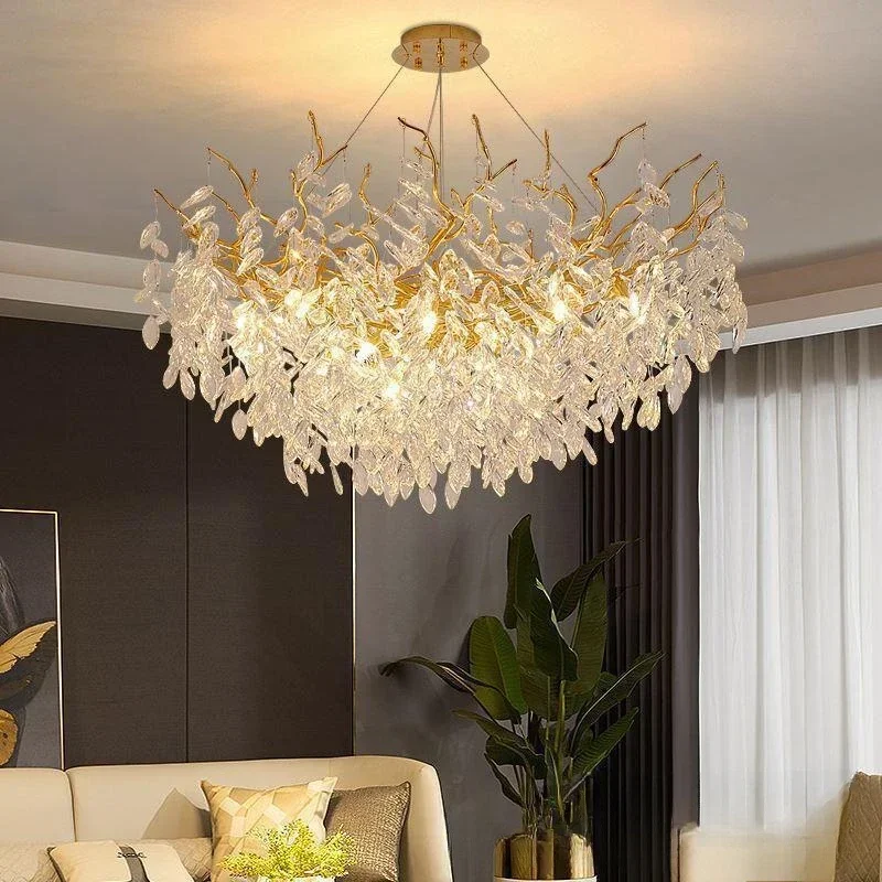 Luxury Modern Crystal Ceiling Chandelier Led Pendant Lamp Dining Table Living Room Bedroom Home Decor Wall Hanging Light Fixture