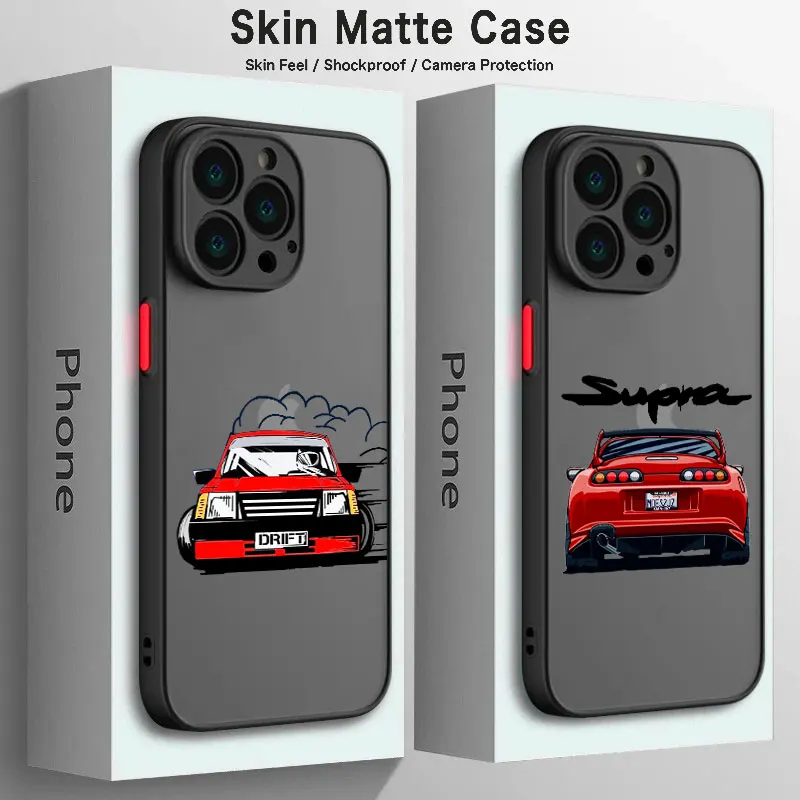 JDM Dream Car Skin Matte Phone Case For iPhone 15 14 13 12 11 Pro Max Plus 13 Mini X XR XS MAX 8 7 Plus 6 6S Hard PC Cover Coupe