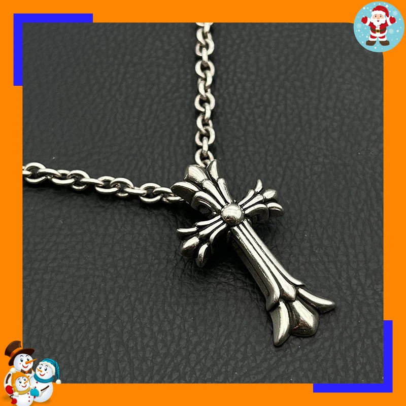 Premium Retro Double-layer Cross Necklace Medium Hip-hop Letter Chain Personalized Pendant Classic Trendy Brand