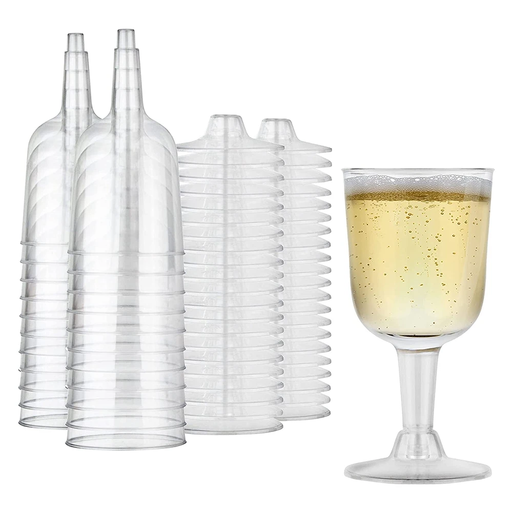 

Clear Plastic Wine Glass Recyclable - Shatterproof Wine Goblet - Disposable & Reusable Cups for Champagne Dessert 20Pcs