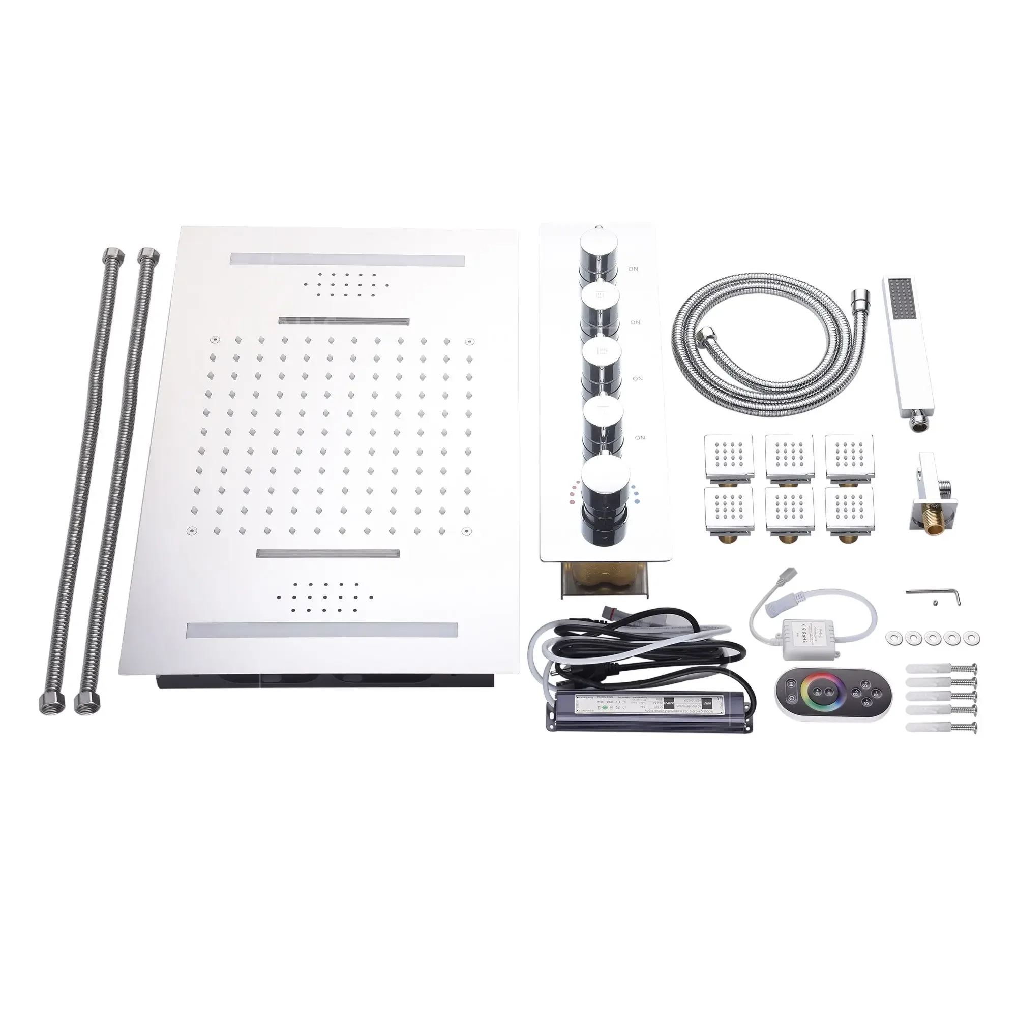 HLK Luxury Bathroom Shower Faucet LED Thermostatic Set Music Rainfall Shower Head Body Jet Hot Selling Brass Ceramic Material