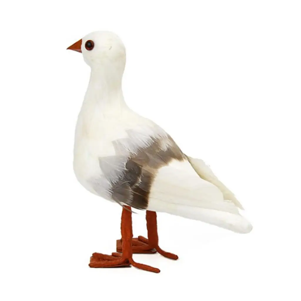Simulated Bird Artificial Feather Seagull Sculpture Home Garden Bird Decoration Prop for Christmas Halloween Party Gift