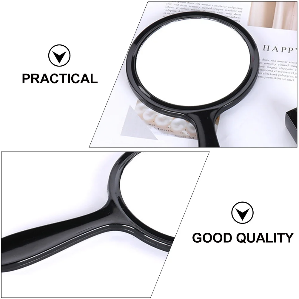 

2 Pcs Makeup Mirror Handle Dual-sided Round Handheld Personal Mirrors for Woman Vanity