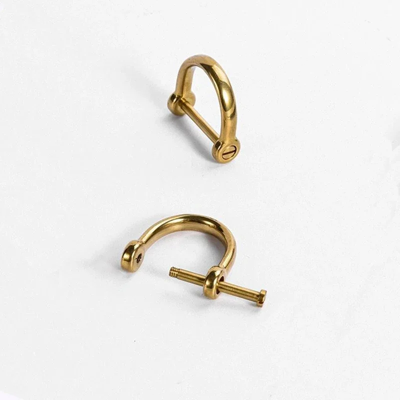 10pcs D shackle Clasp Solid Brass Metal Buckle Keychain Ring Hook Screw Pin joint Connecter Bag Strap Clasp Leathercraft Parts