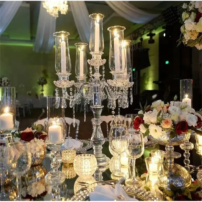 Glass Candle Holder Home Decor Wedding Ornaments Candlestick Candelabra Wedding Centerpieces