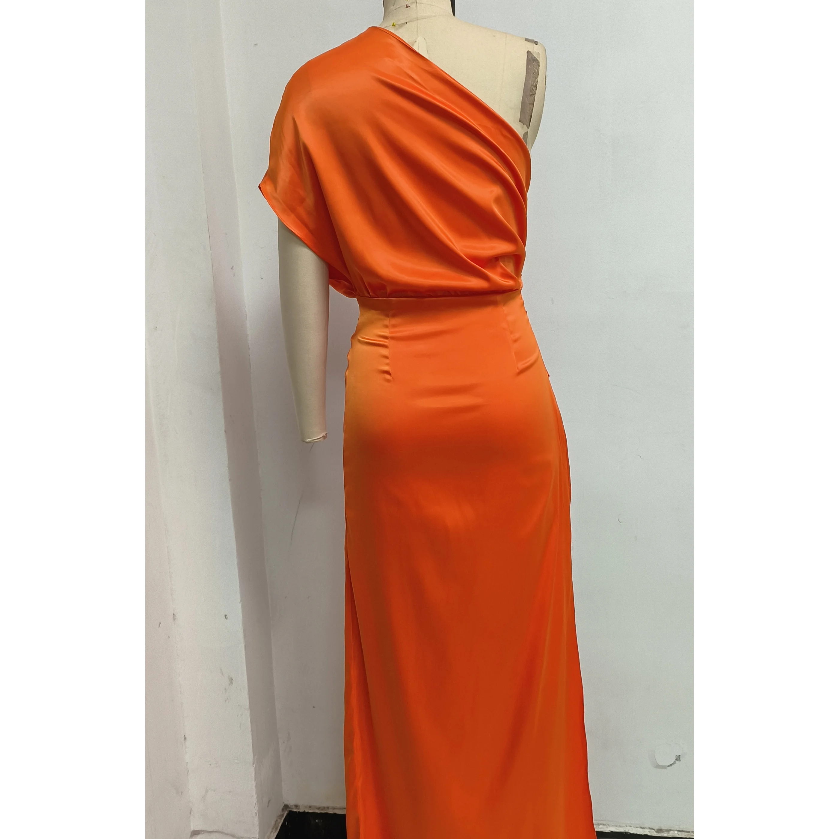 2024 New Women\'s Sexy Dress Summer Short Sleeve Orange-Red Dress Elegant Evening Party Club Dress High End Women Prom Dress