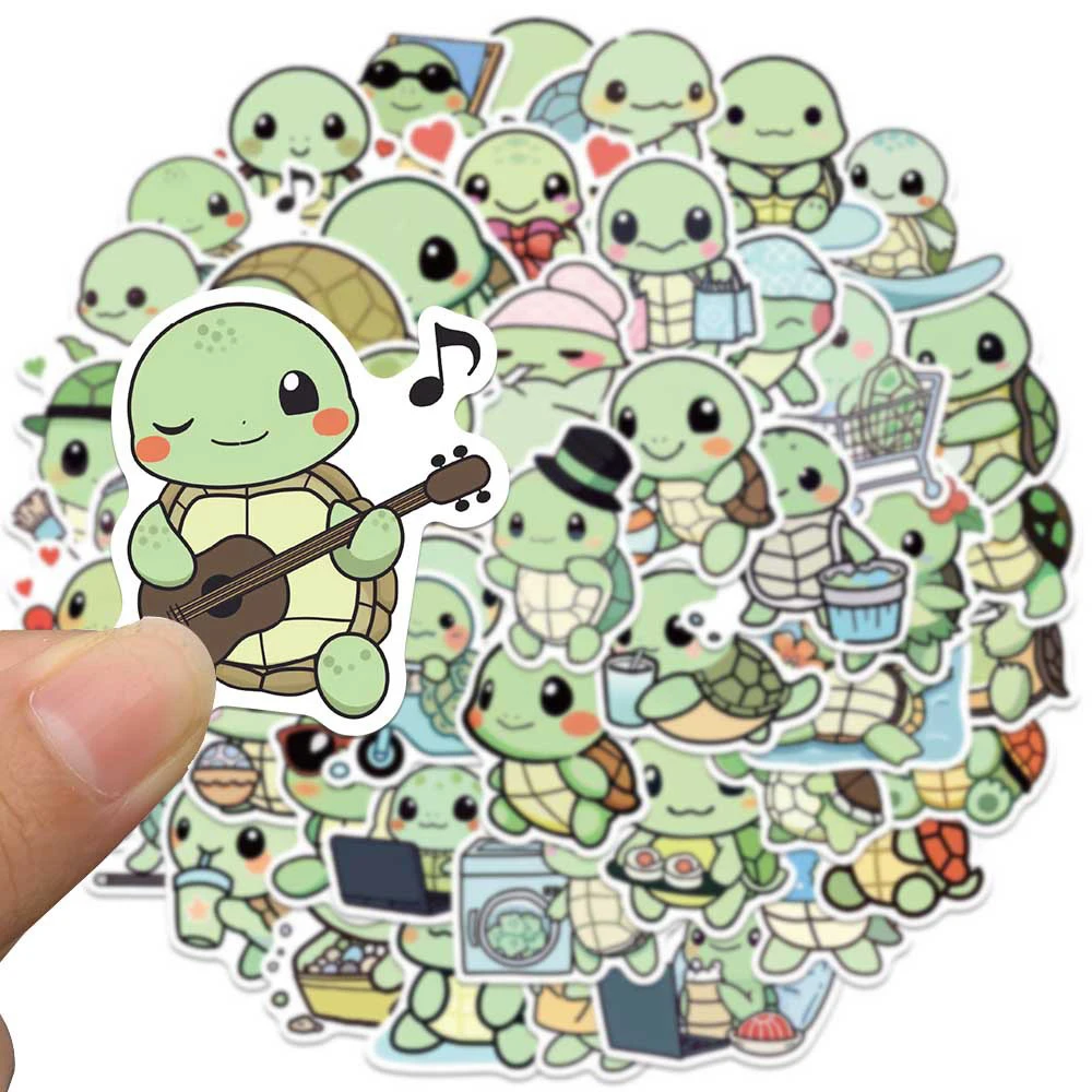 10/30/50pcs Cute Funny Green Turtle Cartoon Stickers Graffiti Tortoise DIY Diary Guitar Scrapbooking Waterproof Kids Decals Toys