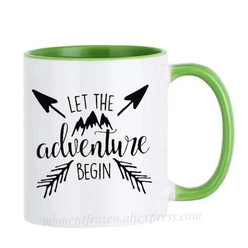 Adventure Mountains Camping Cups Tea Mugs Coffee Mugen Unique Design Milk Tableware Coffeeware Home Office Decal Friends Gifts