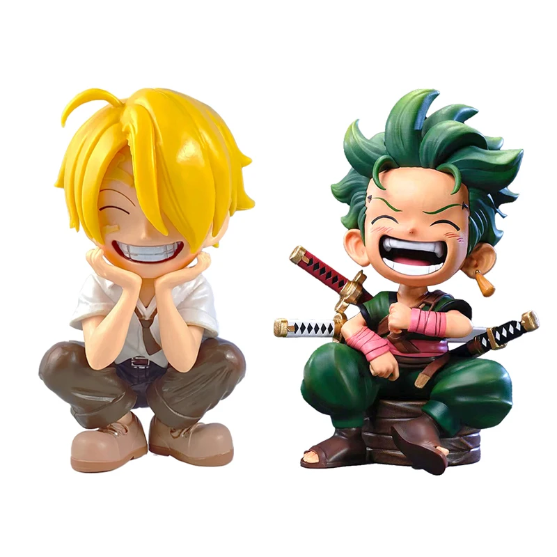 Anime peripheral series new ONE PIECE Luffy Solon Sanji Q-version sitting posture model figurine toy for children birthday gifts view 6
