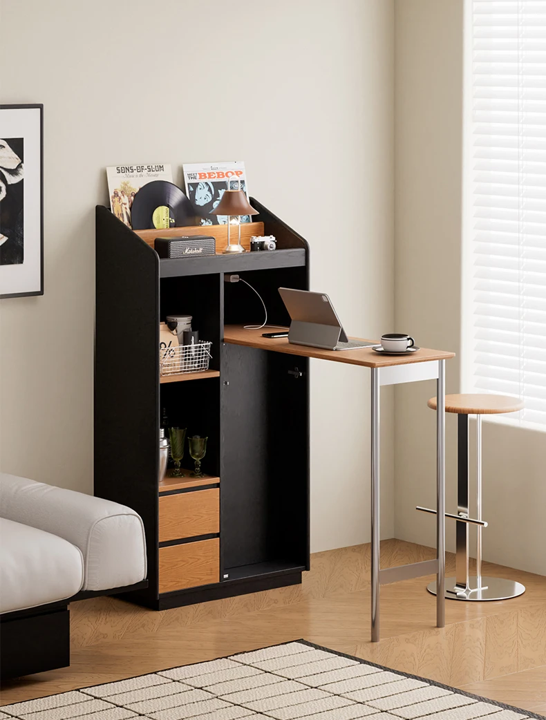 

Light luxury telescopic bar table Household cabinet Wine cabinet Dining table Integrated living room partition Coffee cabinet