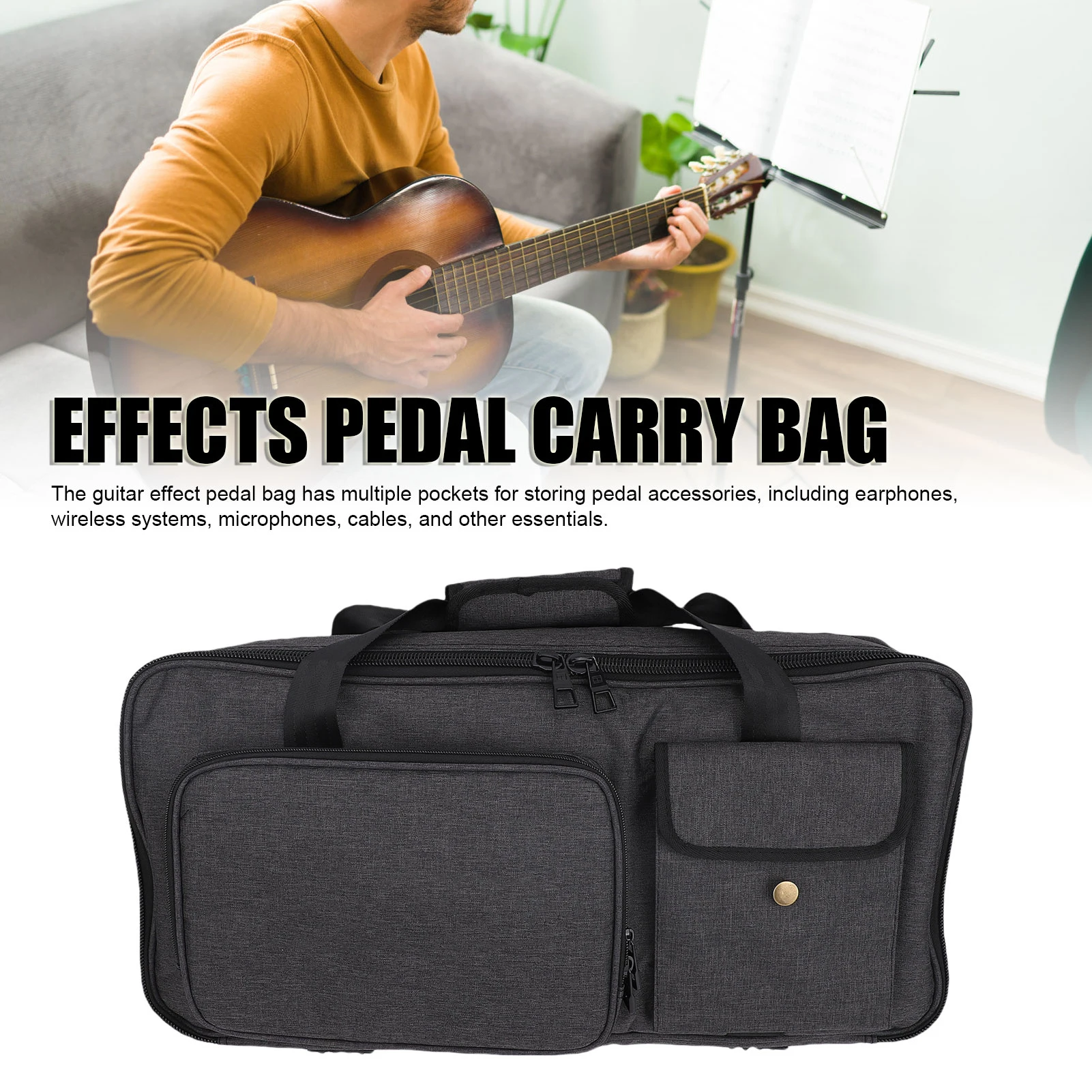 

Effects Pedal Carrying Bag Cationic Water Proof Fabric 10mm Padding Guitar Multi Effects Pedal Carry Bag Effects Pedal Carry Bag