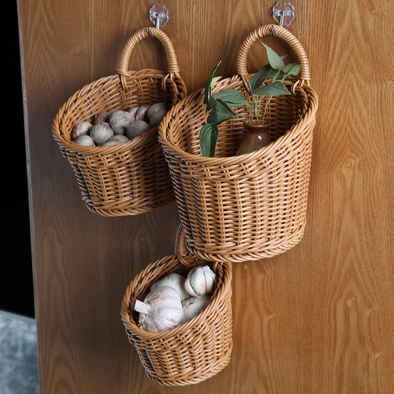 Woven Storage Basket Hanging Portable Wall Hanging Basket Portable Flower Plant Pot Desktop Kitchen Vegetables Storage корзина