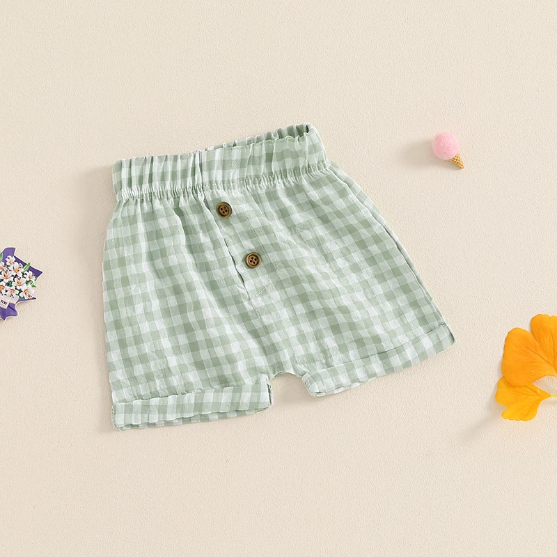 Toddler Boy Baby Girl Plaid Shorts Elastic Waist Casual Wide Leg Loose Lounge Shorts Gingham Short Pants