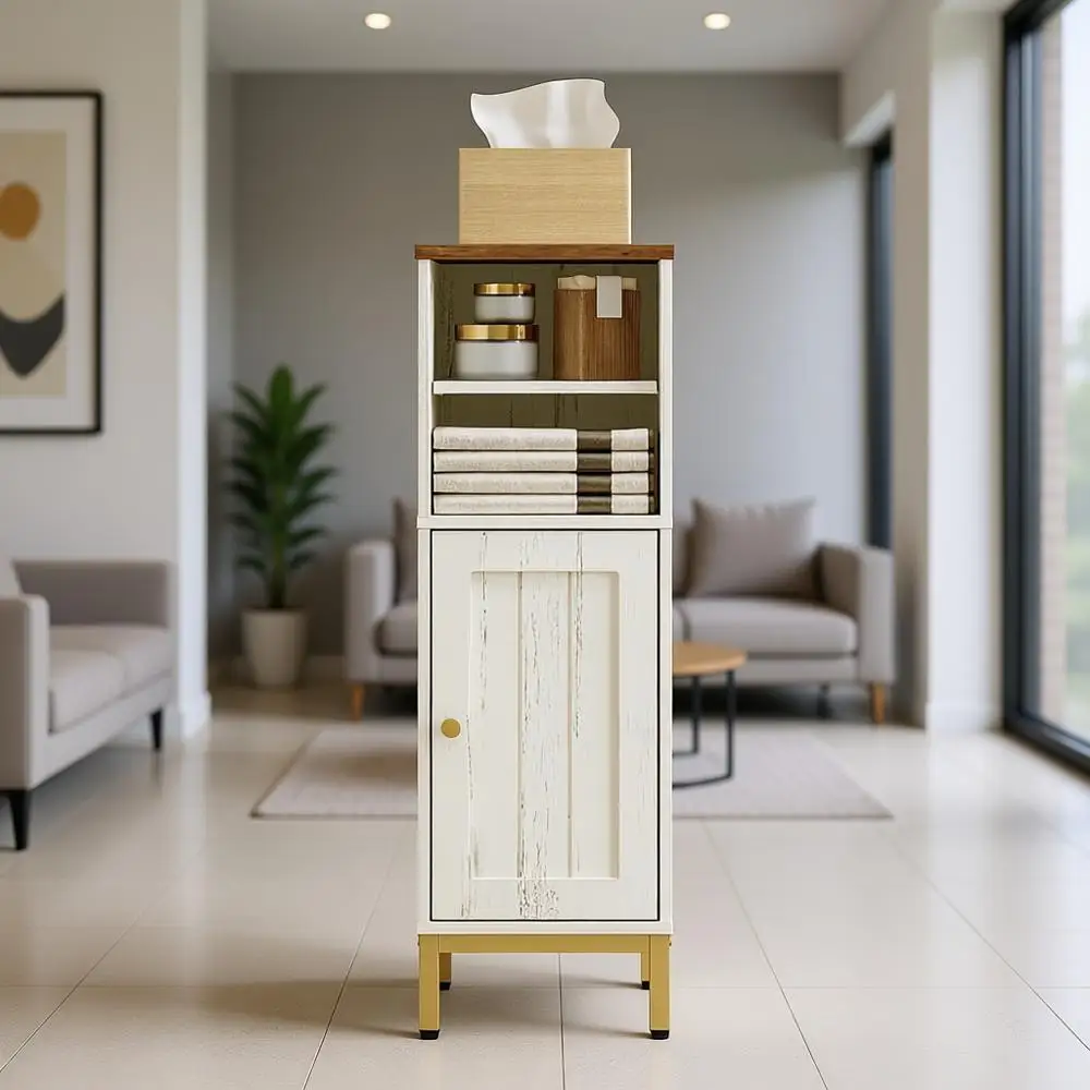 

Customizable Door Bathroom Storage Cabinet with Adjustable Shelves, Suitable for Kitchen and Living Spaces, Available in White a