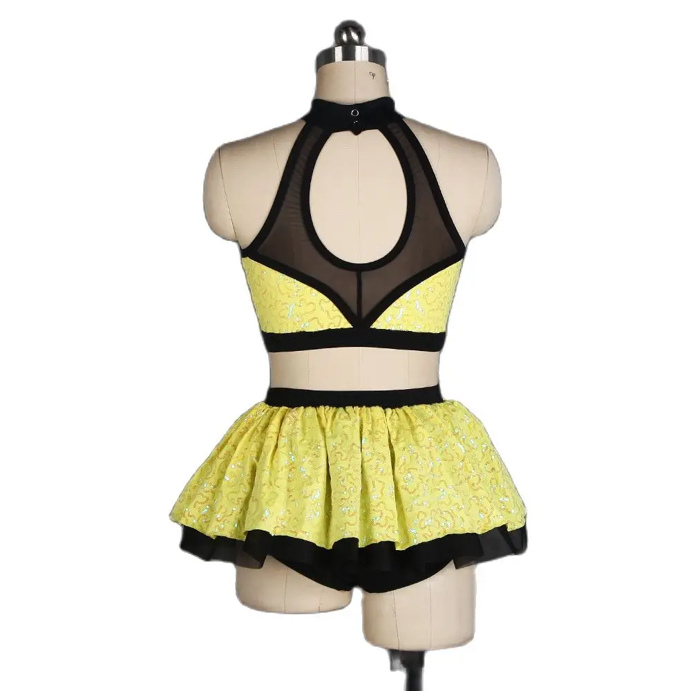 Child & Adult Lyrical, Contemporary Dance Costume Set Halter Neck Bra Top and Seperate Back Panel Skirt 4 Colors 20507