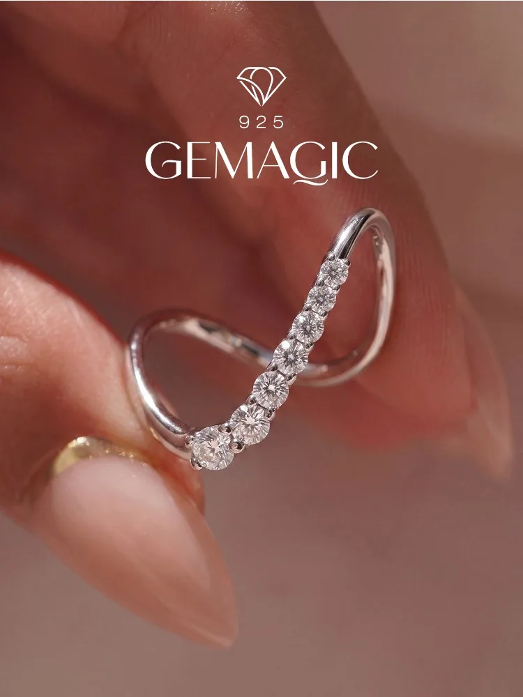 Minimalism Fashion 925 Sterling Silver Wave Zircon Ring For Women Engagement Wedding Anniversary Party High Quality Fine Jewelry