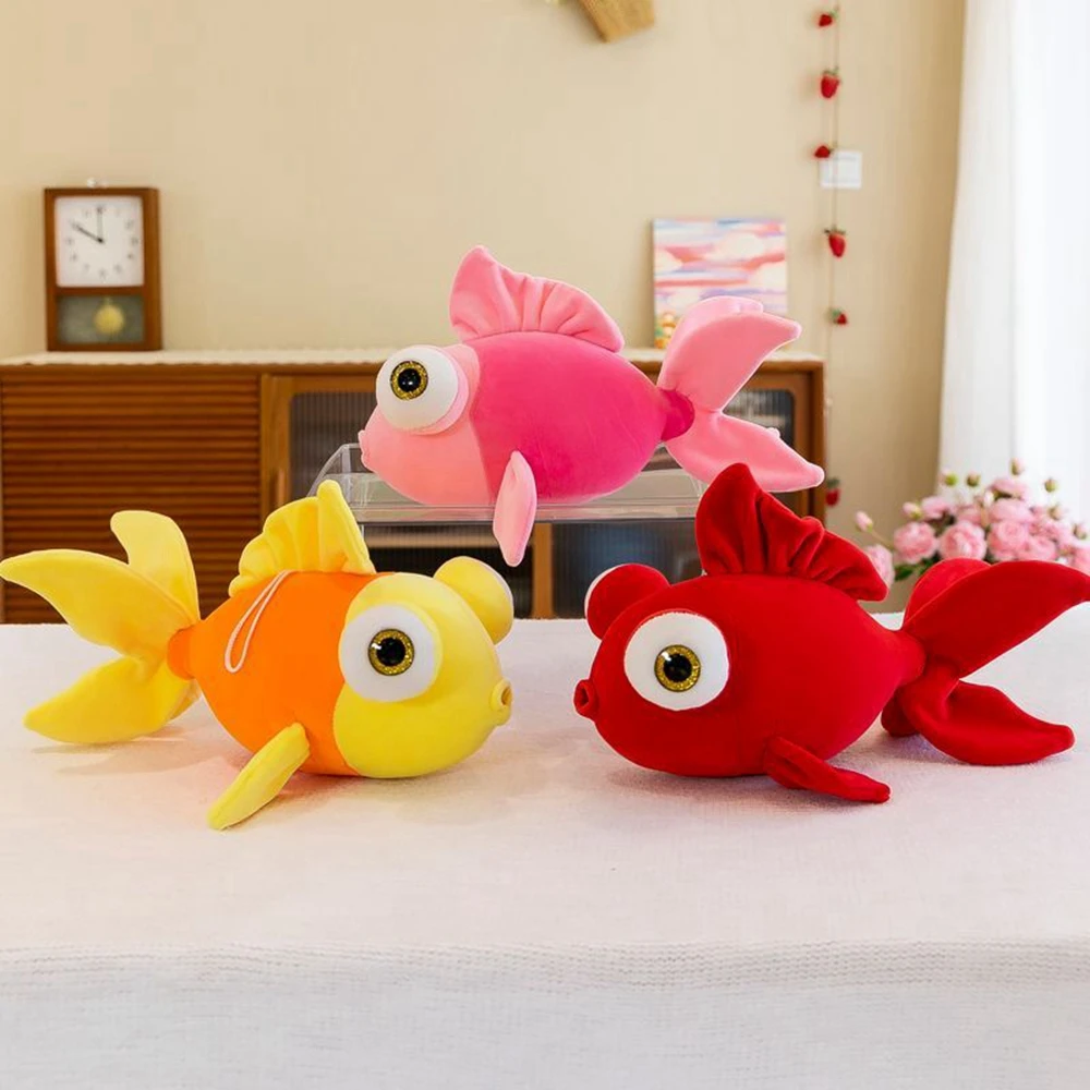 35CM New Cute Goldfish Plush Toy Big Eyes Bubble Toot Beak Simulation Fish Sleeping Doll Children\'s Birthday Christmas Gift