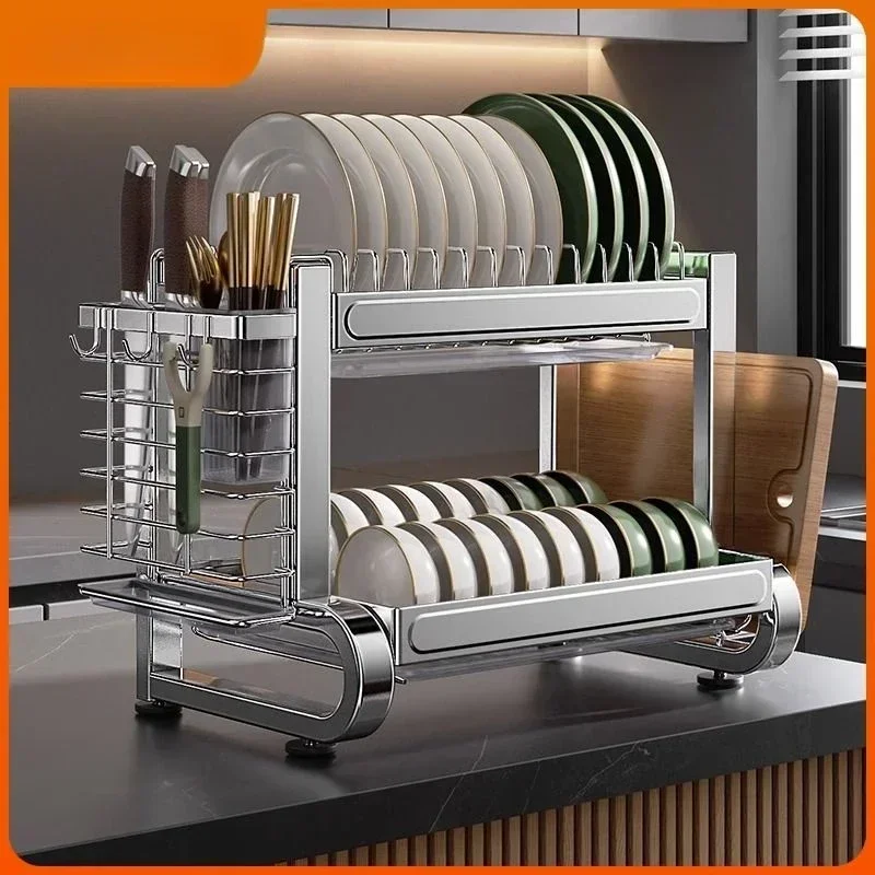 304 stainless steel dish storage rack kitchen shelf household multi-function dish rack