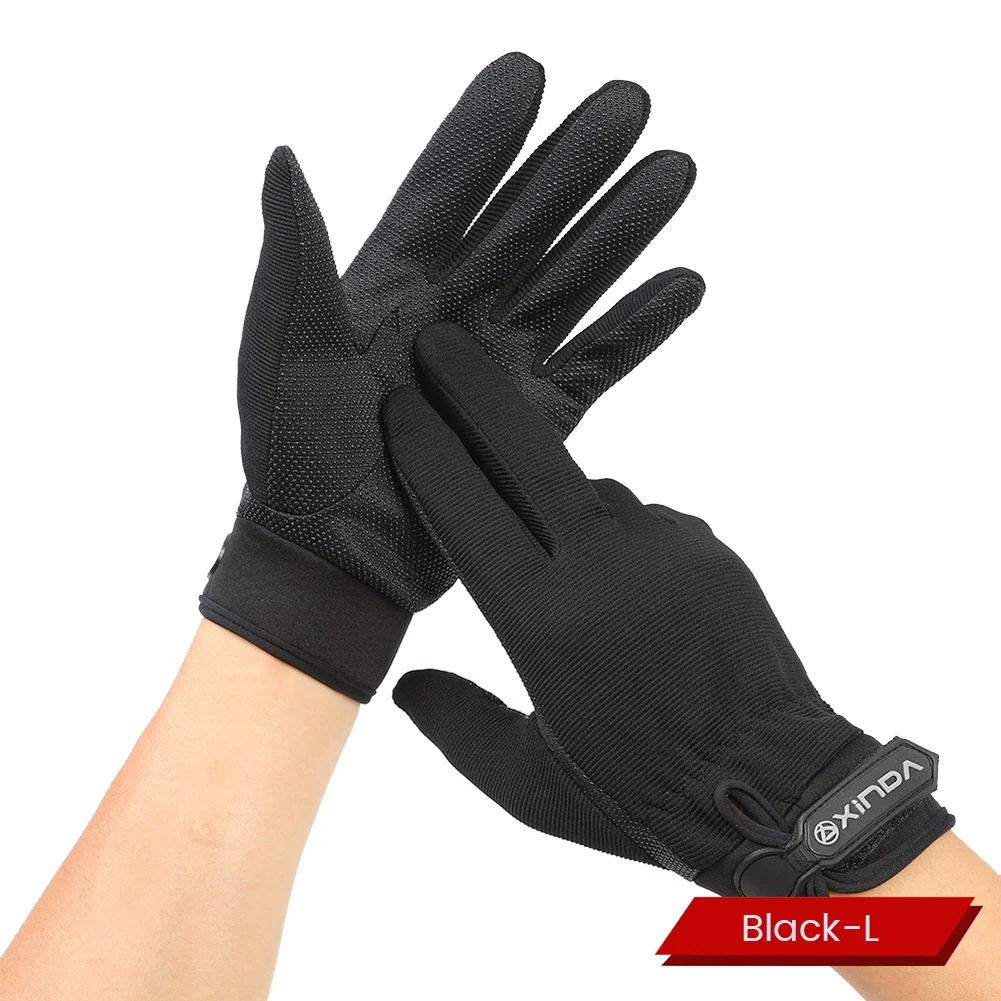 قفازات ABJV القتالية الخارجية، قفازات تسلق سوداء، قفازات تسلق الجبال واللياقة البدنية، قفازات ركوب الخيل لجميع الأصابع (L) #4