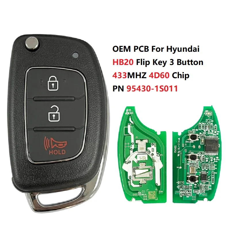 CN020065 Original PCB For Hyundai HB20 12 (2012-2015) Part Nunber 95430-1S011 Flip Key 3 Button 4D60 80BIT Chip