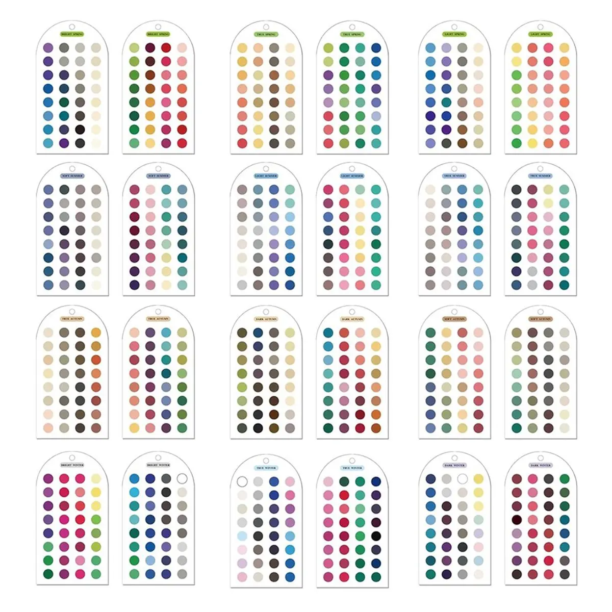LUCK Ultimate 12 Season Color Analysis Cards, Complete Set for Outfit & Makeup Matching All 12 Color Seasonal Set