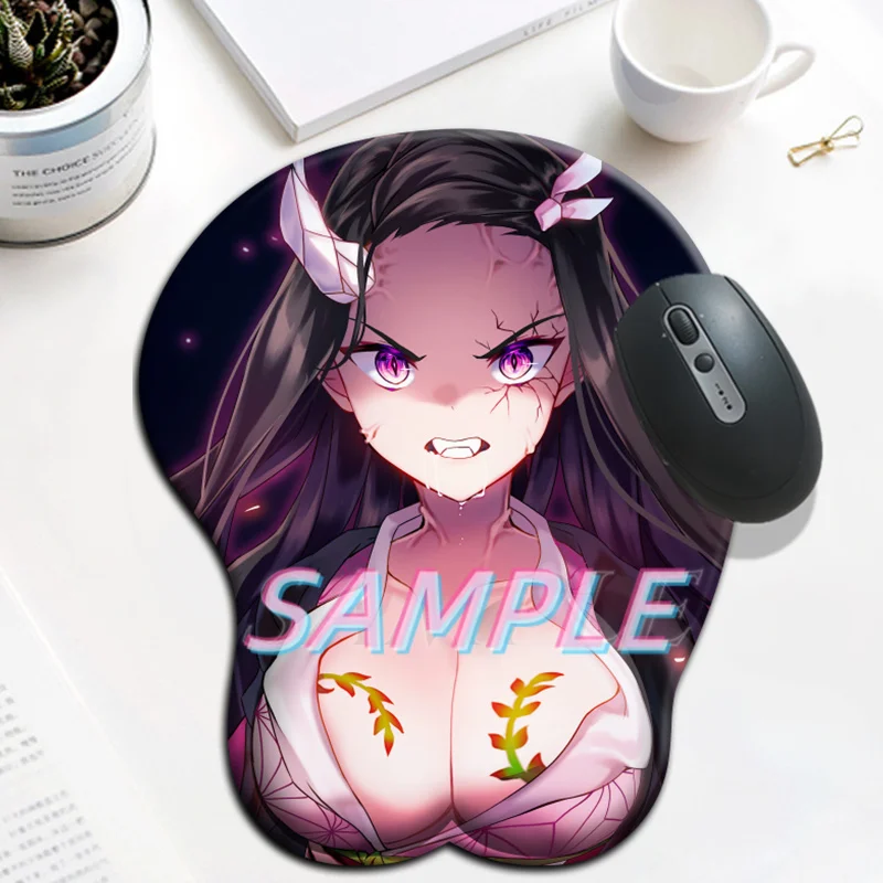 Kimetsu No Yaiba Kamado Nezuko 3D Big Oppai tappetino in Gel di Silicone Gamer Anime tappetino per Mouse Sexy Cute Manga Shenhe con tappetino per Mouse da polso