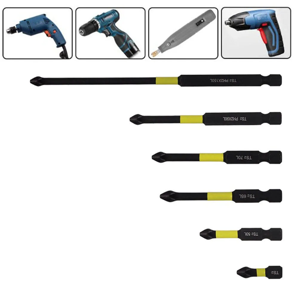 1pc PH2 Non-Slip Cross Screwdriver Bits Magnetic Batch Head Hex Shank 25/50/65/70/90/150mm For Impact Screwdrivers Hand Drills