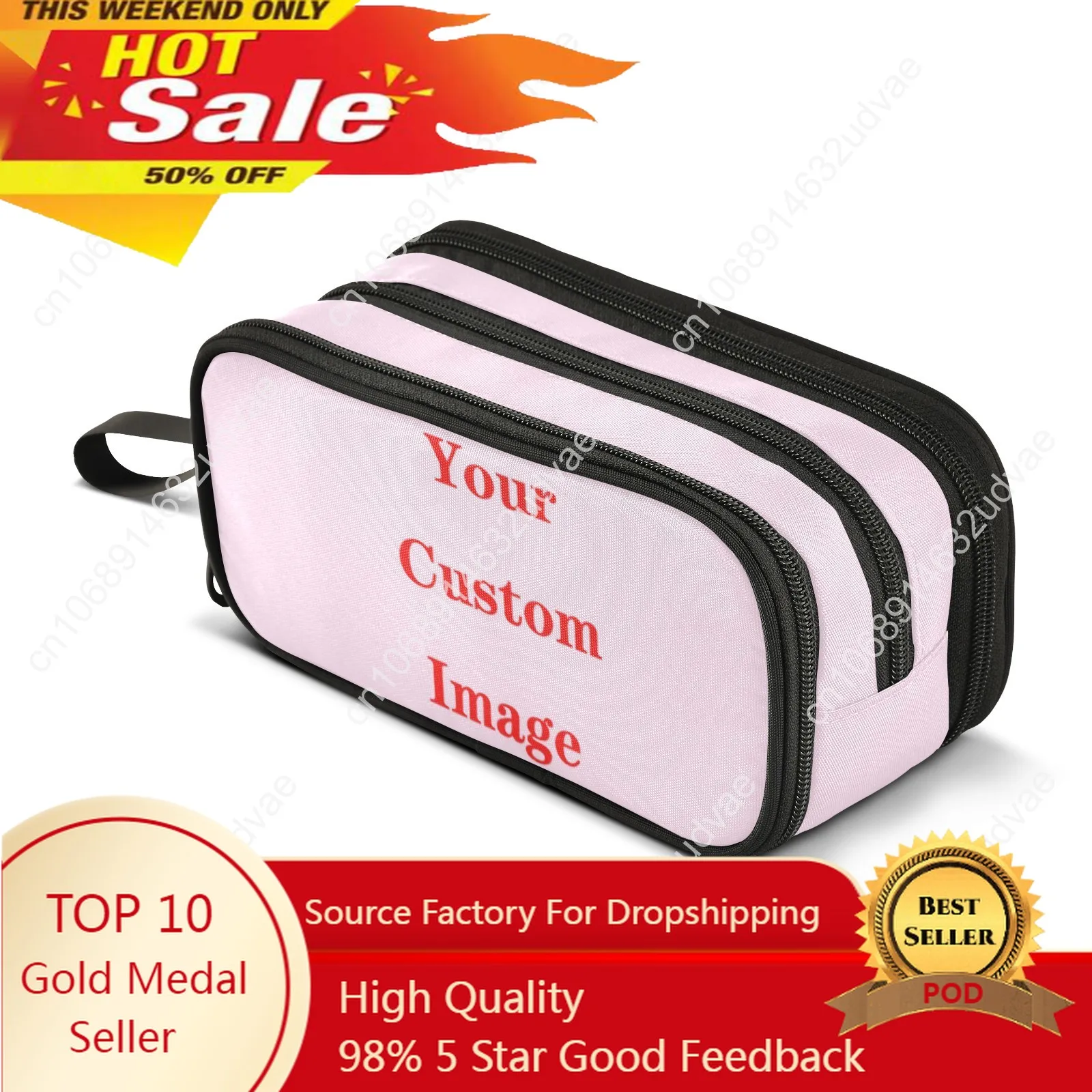 

New Polyester Double Layer Pencil Case Large Capacity School Student Kids Make Up Bag Pen Box Pouch Pencil Bag Stationery Supply