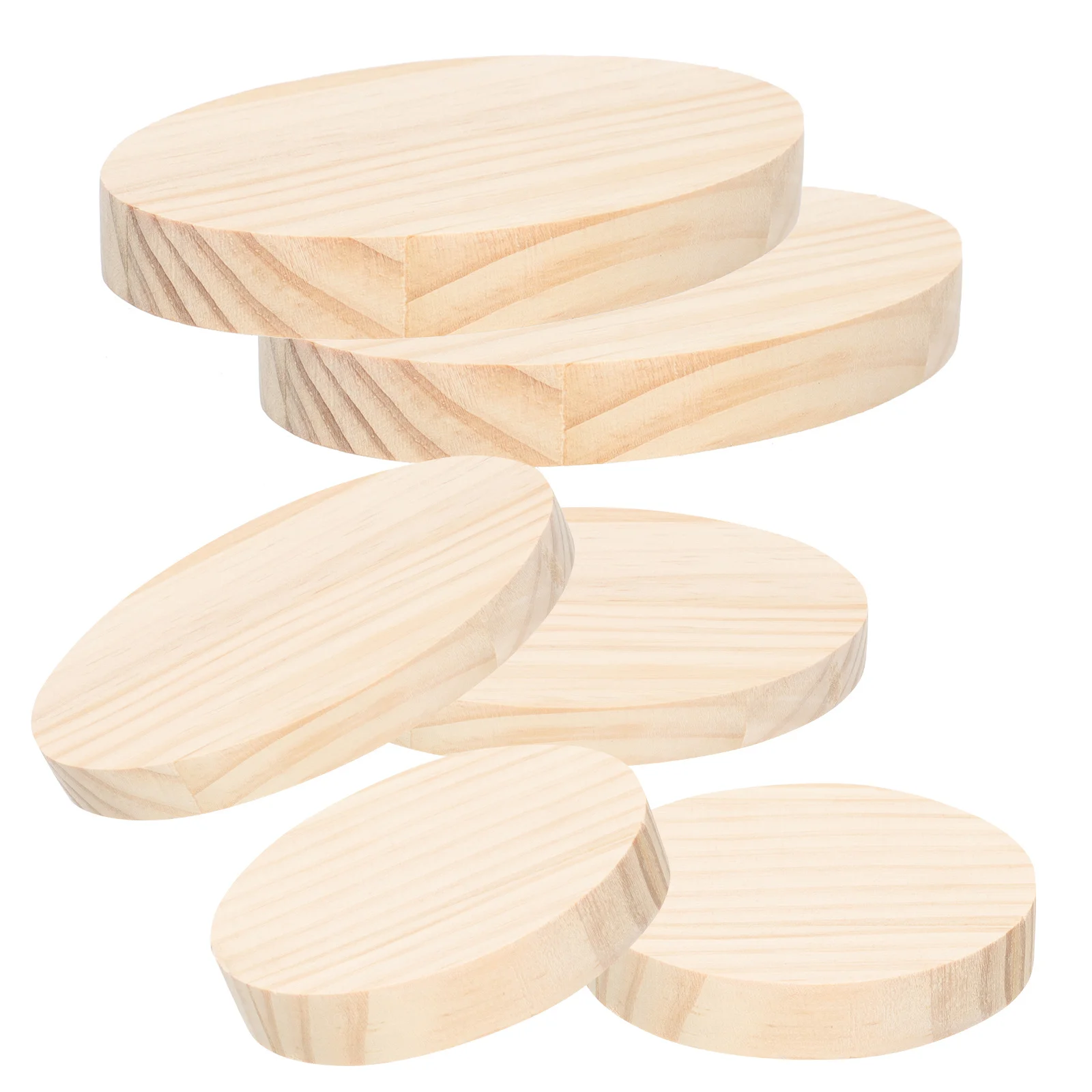 

6pcs Wooden Plaques For Crafts Unfinished Wood Base Small Holder Diy Craft Project Display Stand Statue Wooden Base Handicraft