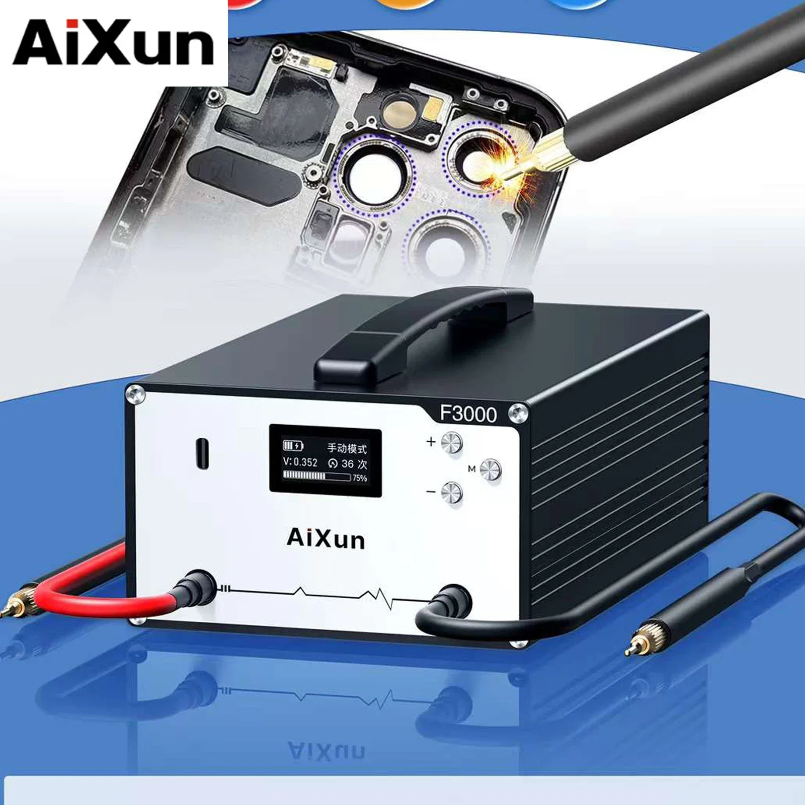 JCID Aixun F3000 Portable Farad Capacitor Spot Welder, Lithium Battery Welding Machine, Double Pulse Solder, Nickel Plated Weldi