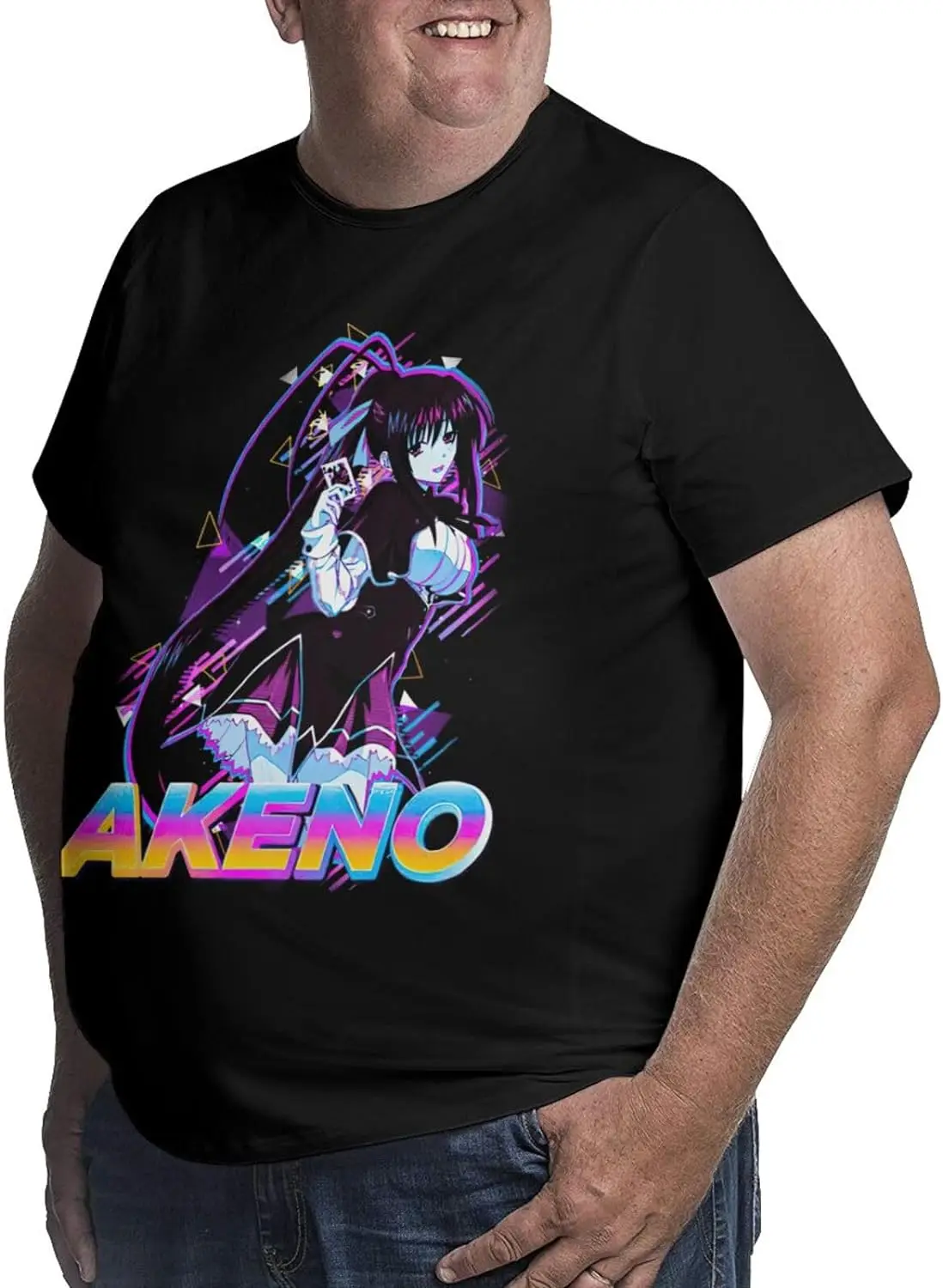 Anime Highschool DxD Akeno Shirt Cotton Short Sleeve Cool Plus Size Tops for Man Black