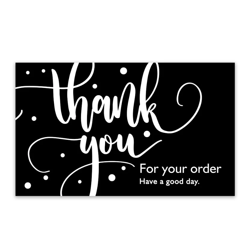 50PCS Black Paper Cards Thank You For Your Order Card Small Shop Gift Decoration Appreciate Card For Business