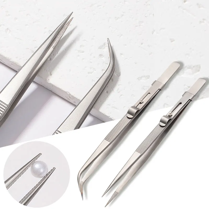 

Stainless Steel Multipurpose Tweezers for Nail Art Rhinestone Pick Nail Clipping Tool Take Sticker Tape Crystal Manicure Tools