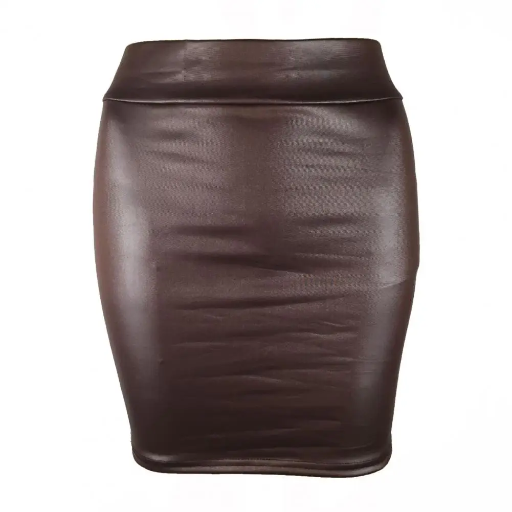 Women Mini Skirt Faux Leather High Waist Solid Color Slim Fit Skinny Matte Cozy Commuter Bodycon Skirt Sexy Streetwear