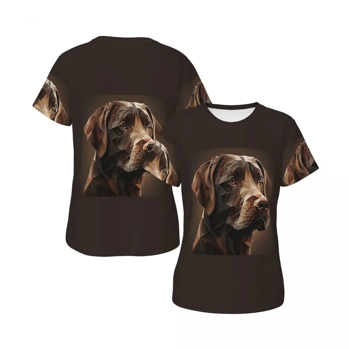 Geometric Choco A Chocolate Labrador Artwork T-Shirt for Women Crew Neck Streetwear T Shirts Women's Short Sleeve
