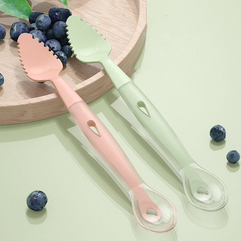 Double Sided Baby Food Feeding Spoon Scraping Mud Silicone Soft Spoon Infant Tableware Utensil With Box Children Toddler Cutlery