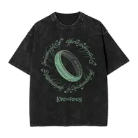 Camisetas lavadas que brillan en la oscuridad L–Lords Of The R–Rings, camiseta moderna y fresca de verano, ropa Vintage Simple de algodón de talla grande