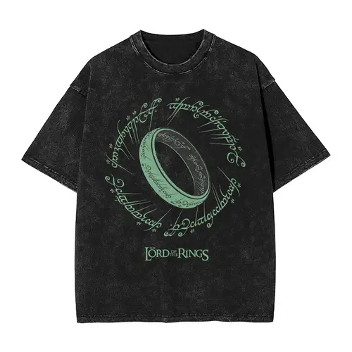 Imagen 1 del producto Camisetas lavadas que brillan en la oscuridad L–Lords Of The R–Rings, camiseta moderna y fresca de verano, ropa Vintage Simple de algodón de talla grande