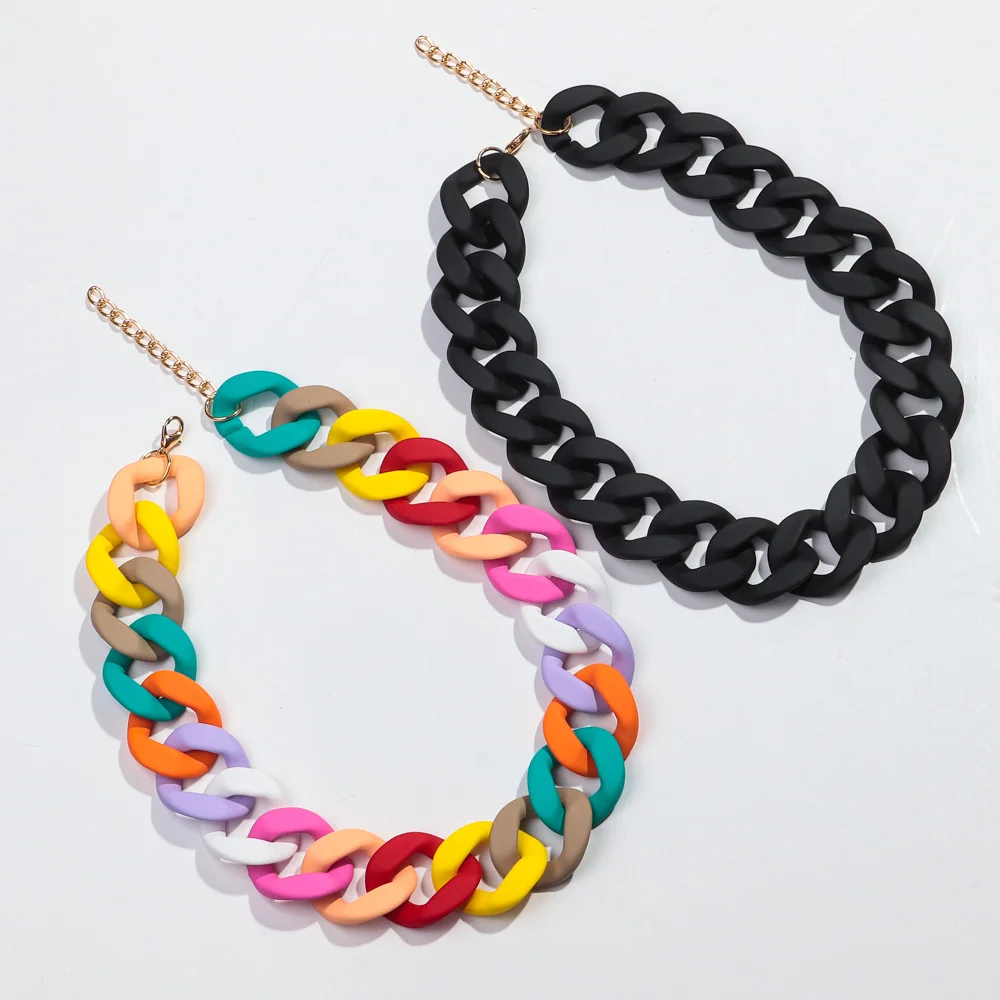 Neue Bunte Matte Acryl Breite Kette Choker Halsketten für Frauen Aussage Böhmischen Harz Chunky Kragen Halskette Mode Schmuck – Detail 17