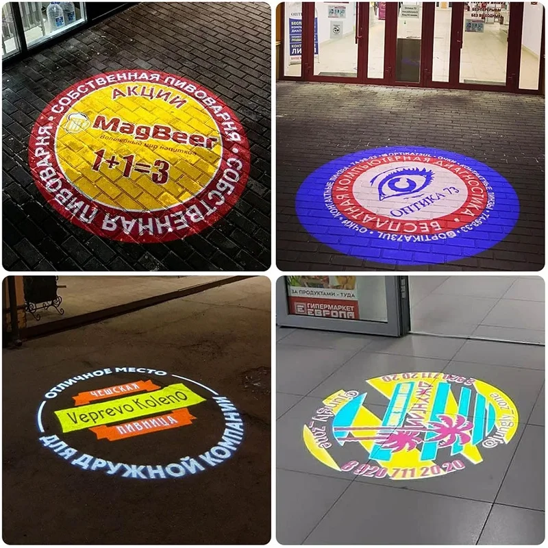 Custom LED Logo GOBO Projector Light  Indoor Outdoor Floor Projector Rotating Logo for Hotel Company Bar Store Business