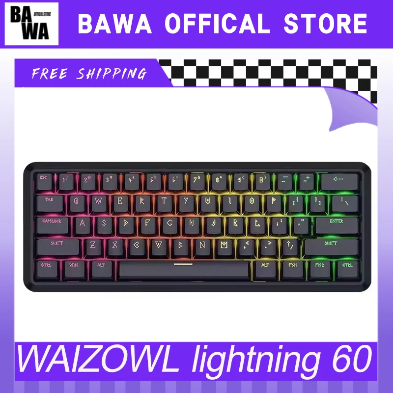 WAIZOWL Magnetic Axis Keyboard lightning 60 Wired Customized Mechanical Keyboard Gasket Rgb Keyboard For Winxp/7/10/11 Computer