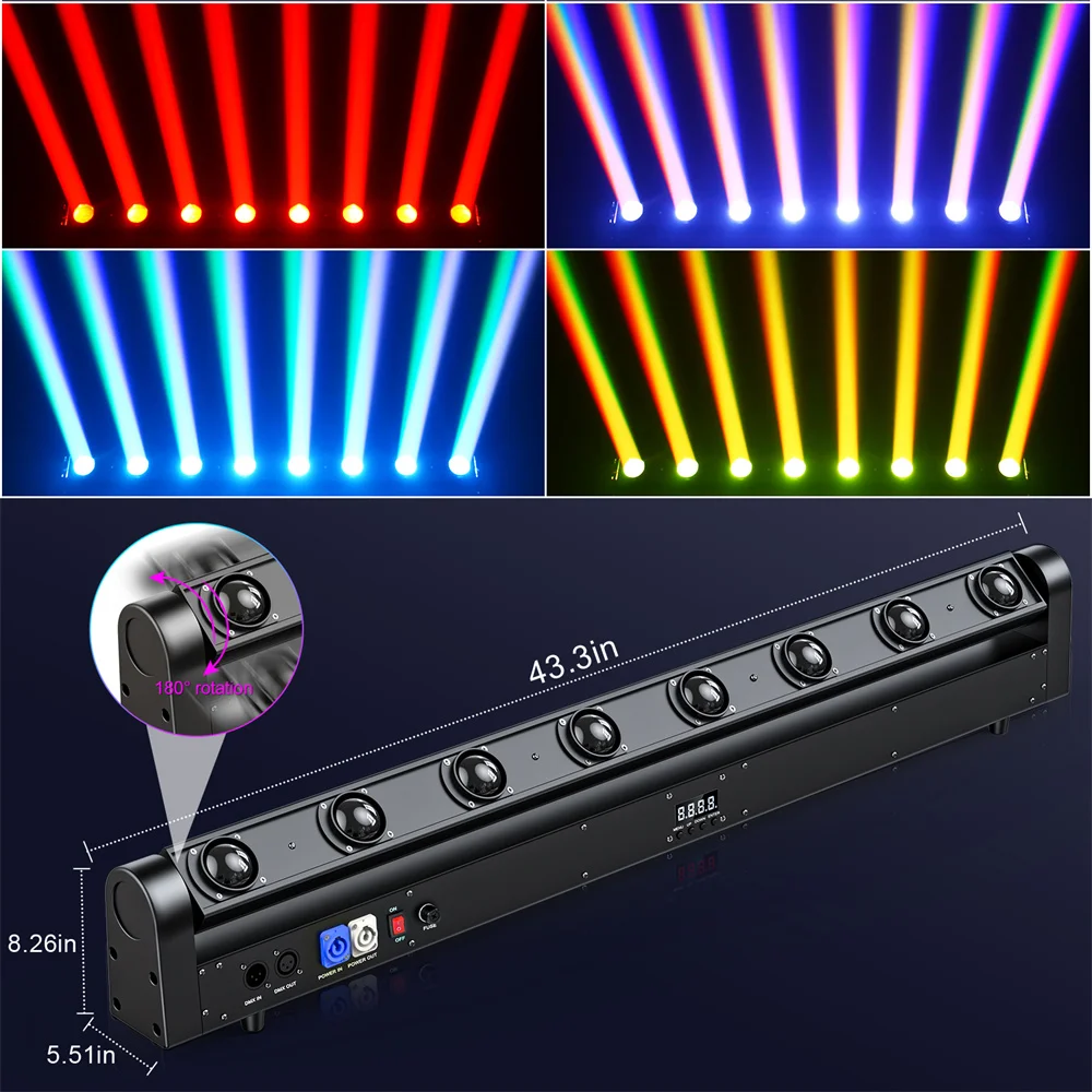 DayFlicker 120W RGBW 스윙 빔 라이트, IP25 LED 무대 조명, 홈 파티 KTV 클럽 바 웨딩 DJ 파티에 적합, 4in 1