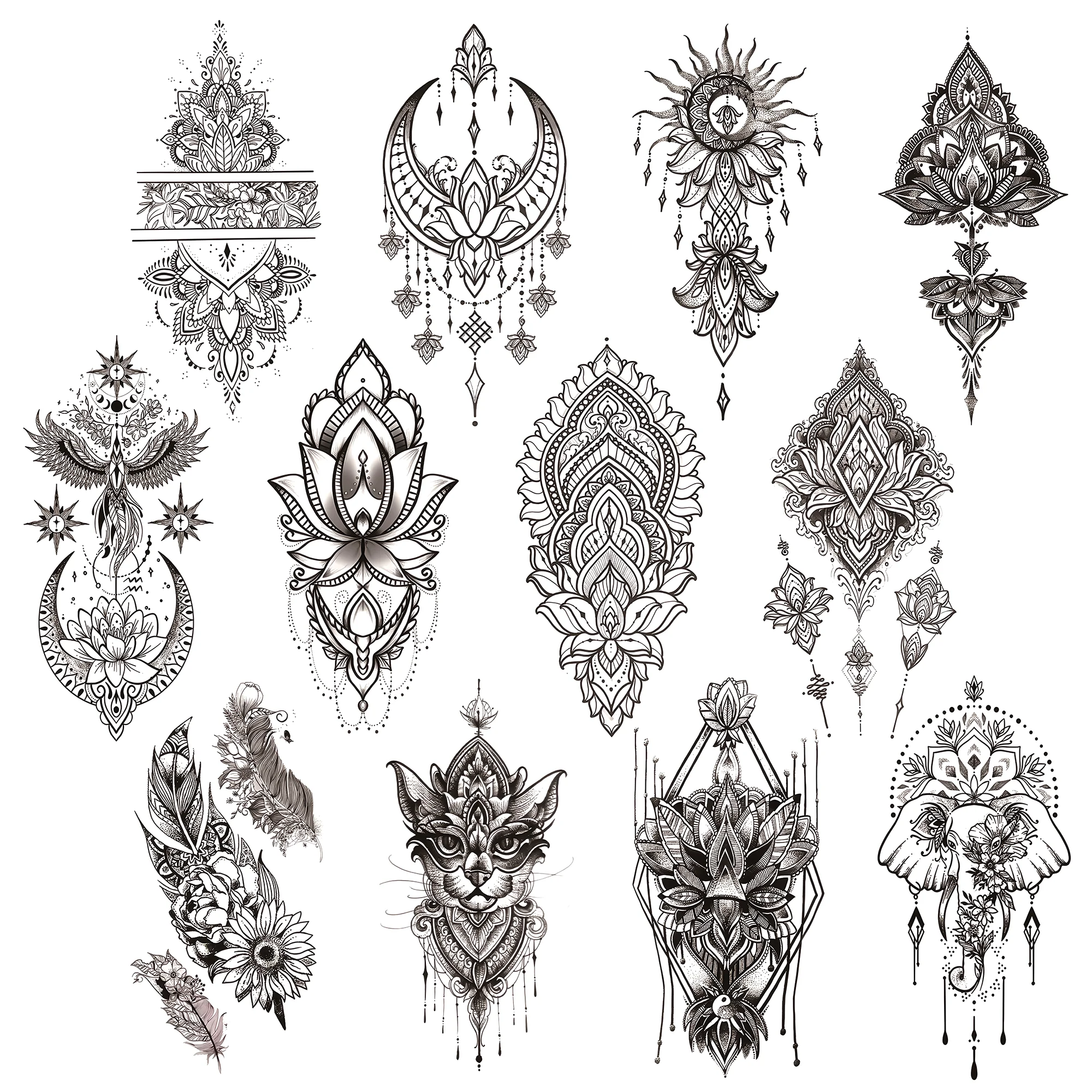 

12 Sheets Temporary Tattoo Stickers, Durable Designs for Body Art, Easy to Apply and Remove, Waterproof Temporary Tattoos